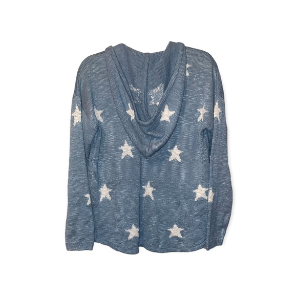 MARLED Blue Hooded Sweater with White Stars M NWOT - Picture 4 of 9